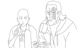 Saitama and King coloring page from One Punch Man