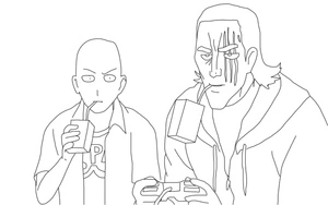 Saitama and King coloring page from One Punch Man Coloring Page
