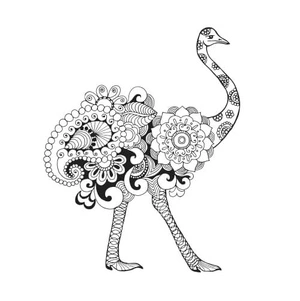 Mandala featuring an Ostrich Coloring Page