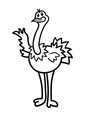 Thinking Ostrich Coloring Page