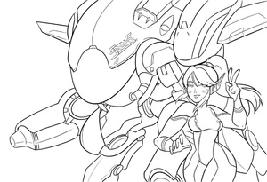 Overwatch - D VA Coloring Page