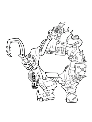 Roadhog from Overwatch Coloring Page