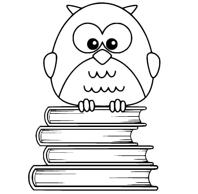 Book-Loving Owl Coloring Page