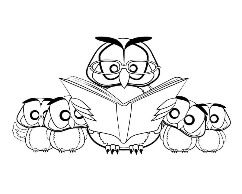 Family of Owls Coloring Page