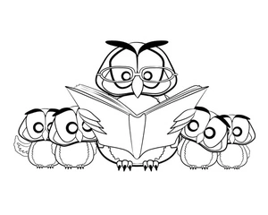 Family of Owls Coloring Page