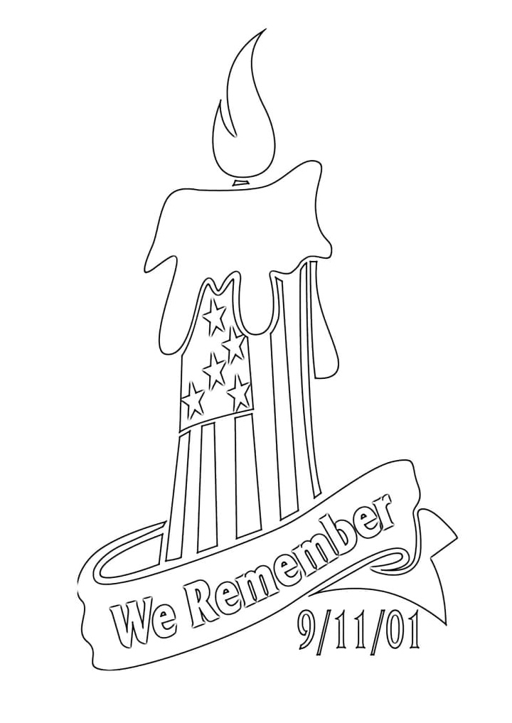 Candle for Patriot Day Coloring Page
