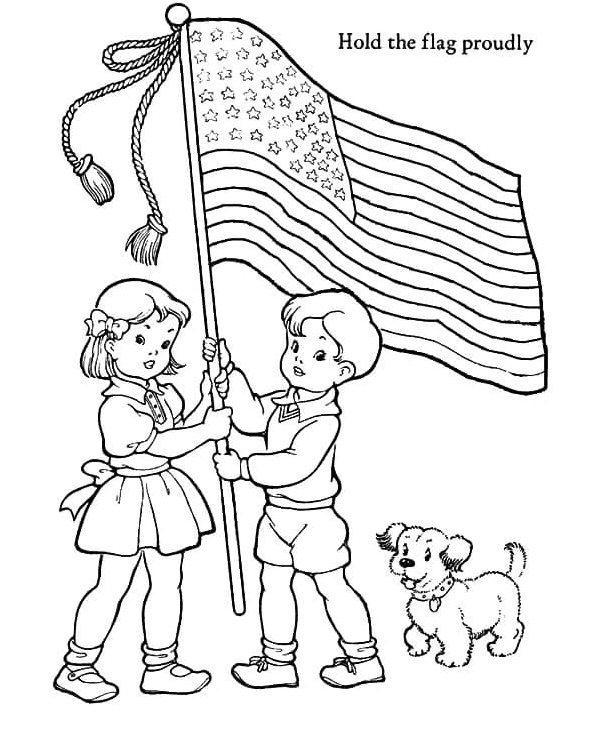 Children Celebrating Patriot Day Coloring Page