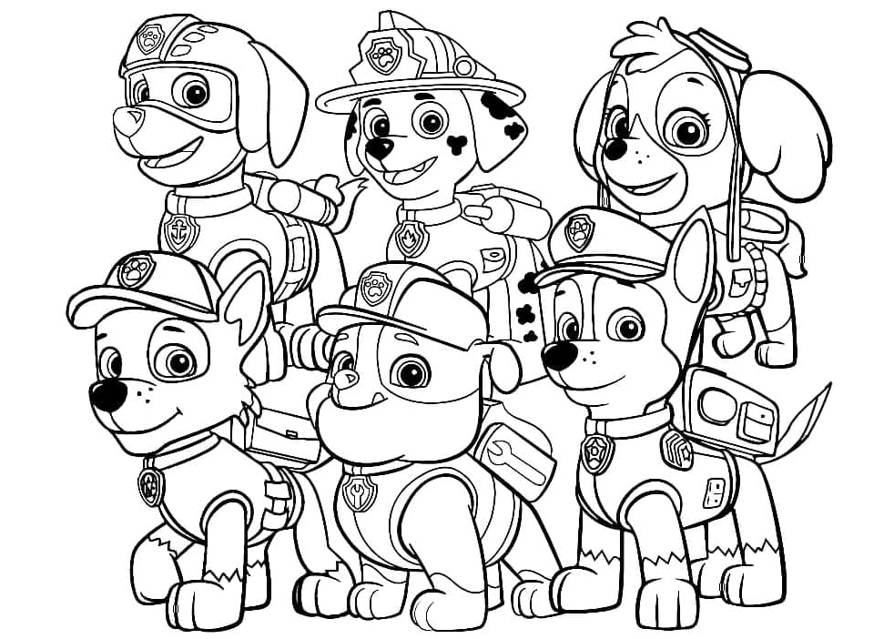 Characters from Paw Patrol, not referring it as Pups from Paw Patrol. Coloring Page