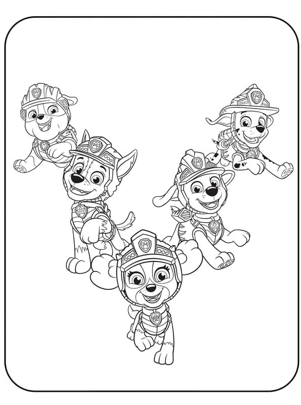 Main Characters of Paw Patrol Coloring Page