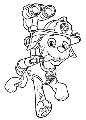 Marshall with a Water Cannon Coloring Page