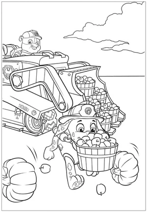 Paw Patrol Coloring Page featuring Rubble and Marshall Coloring Page