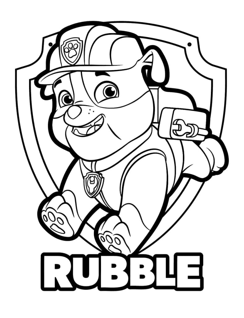 Paw Patrol's Rubble Coloring Page