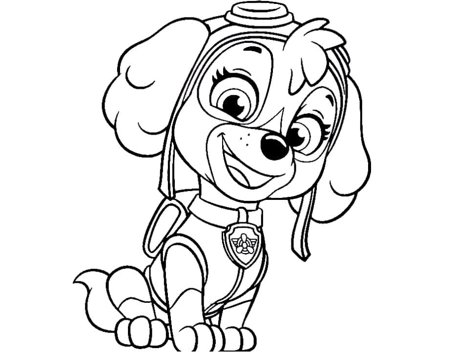 Skye from Paw Patrol with a smiling face Coloring Page