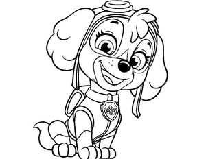 Skye from Paw Patrol with a smiling face Coloring Page