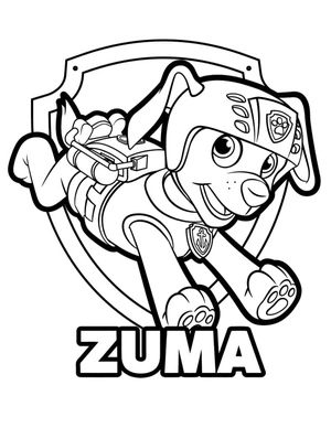 Zuma from Paw Patrol Cool Design Coloring Page
