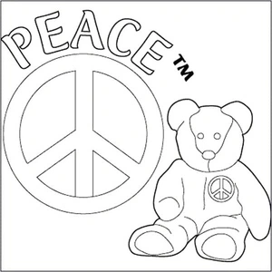 Teddy Bear with Peace Sign Coloring Page