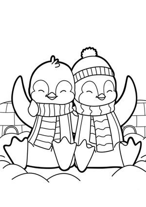 Pair of Penguins Coloring Page