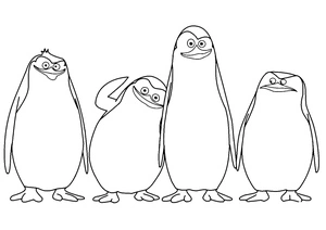 Printable coloring page featuring penguins from Madagascar Coloring Page