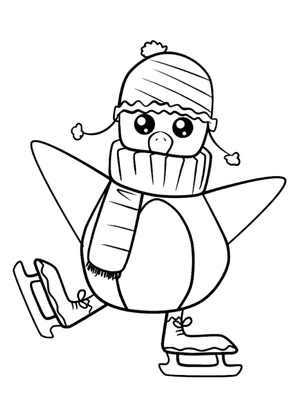 Printable Penguin Illustration Coloring Page