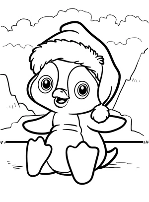 Sitting Penguin Coloring Page