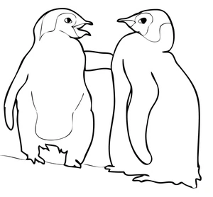 Two Penguins Standing - Coloring Page Coloring Page