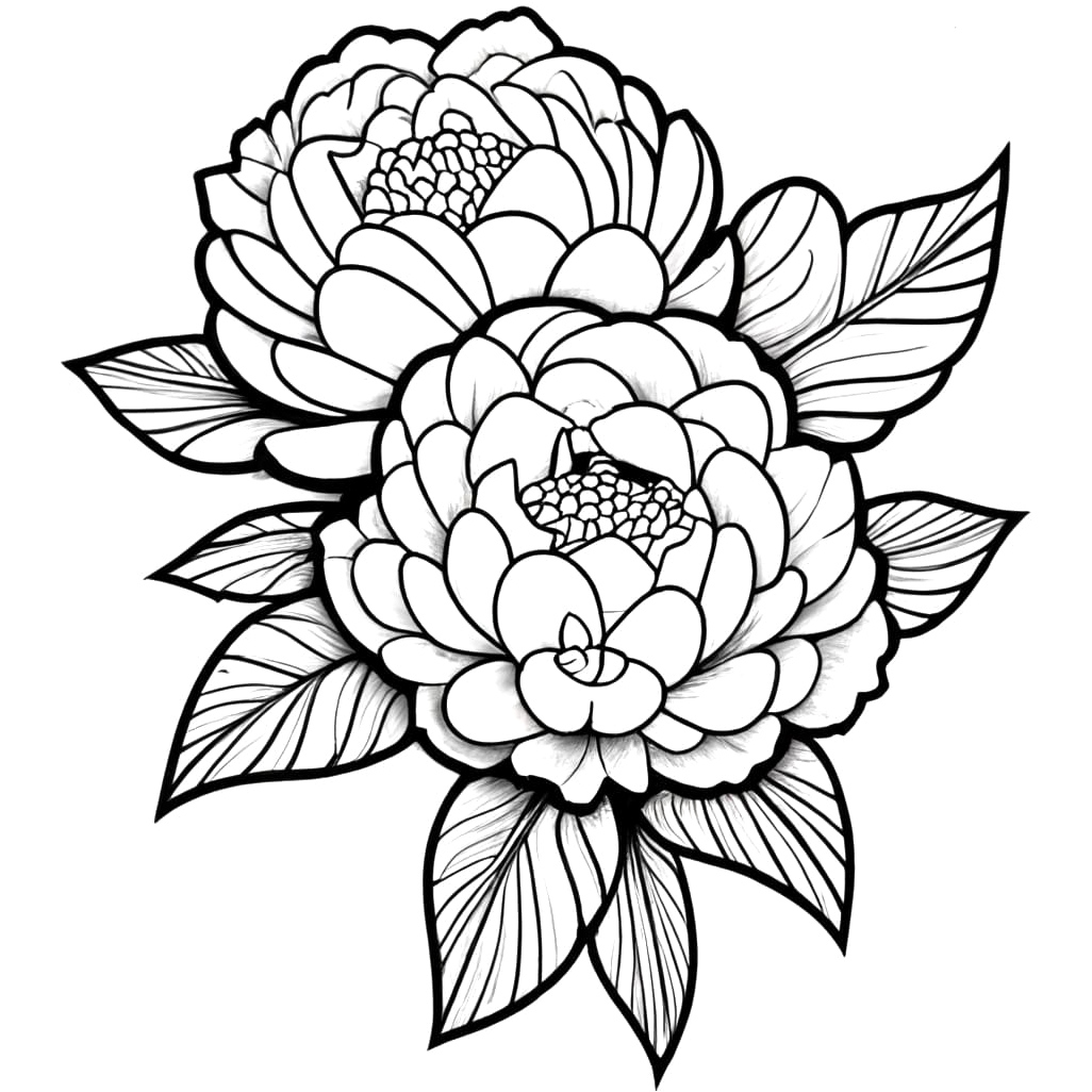 Flowers of the Peony Coloring Page