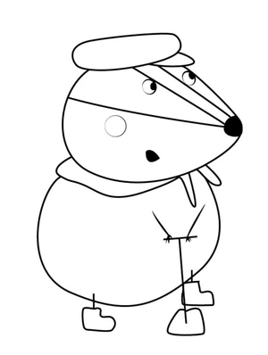 Badger from the children's show "Peppa Pig" Coloring Page