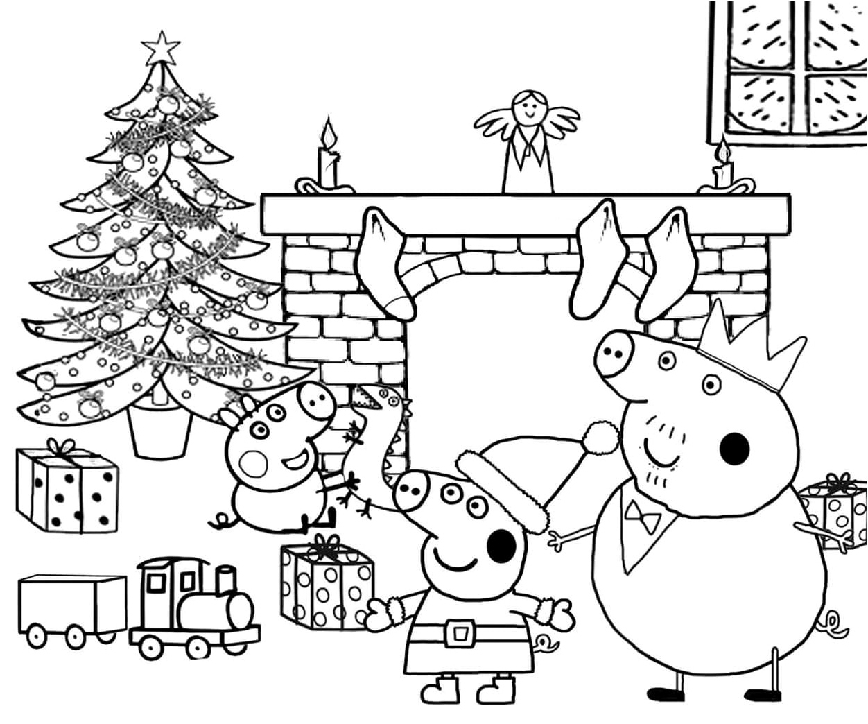 Christmas with Peppa Pig Coloring Page