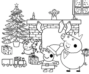Christmas with Peppa Pig Coloring Page