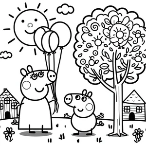 Peppa Pig and Mommy Coloring Page