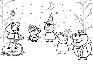 Peppa Pig Halloween Coloring Page