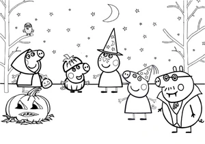 Peppa Pig Halloween Coloring Page Coloring Page