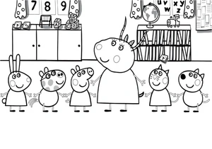 Peppa Pig Learning at School Coloring Page