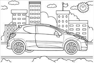 Peugeot Driving on the Road Coloring Page