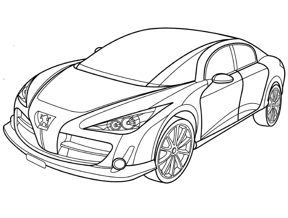 Sporty Peugeot Car Coloring Page