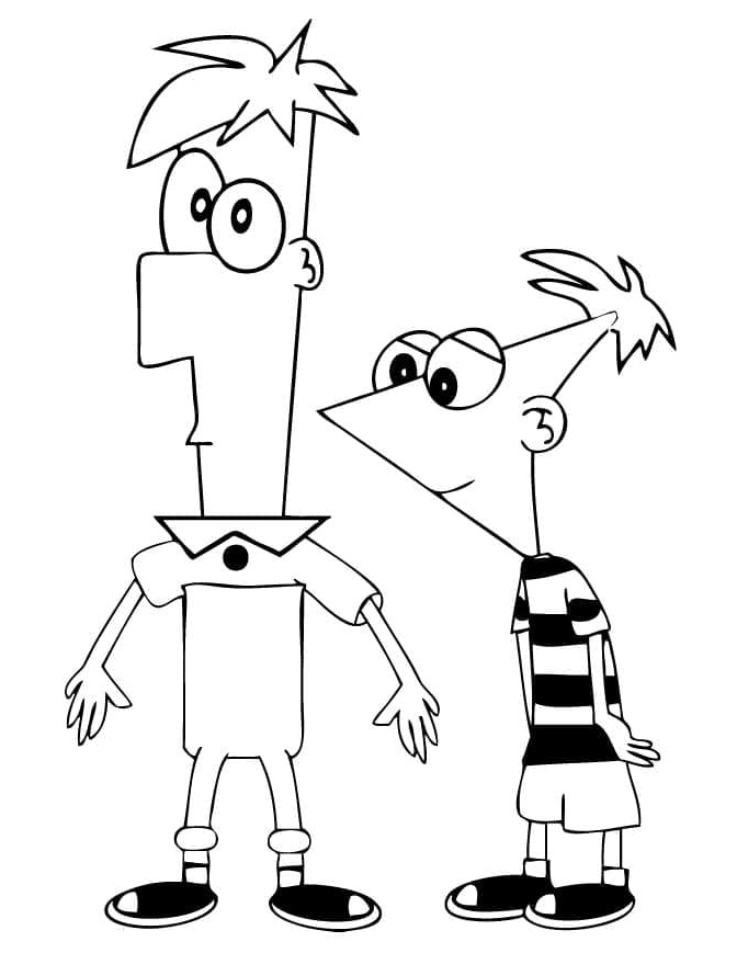 Ferb with Phineas - Coloring Page Coloring Page