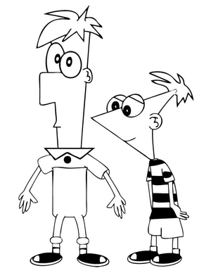 Ferb with Phineas - Coloring Page Coloring Page