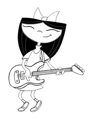 Isabella Playing the Guitar Coloring Page