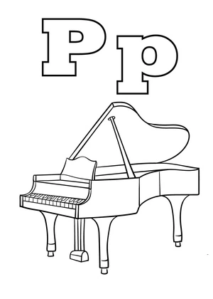 "P is for Piano" Coloring Page