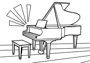 Piano and Chair Coloring Page