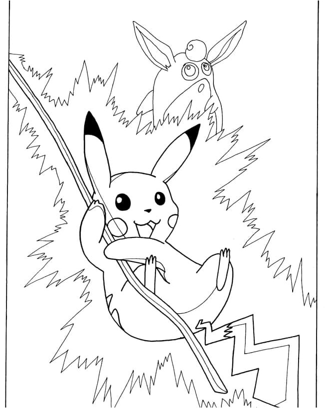 Pikachu in Action Coloring Page