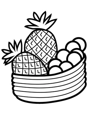 Pineapples in a Basket Coloring Page Coloring Page