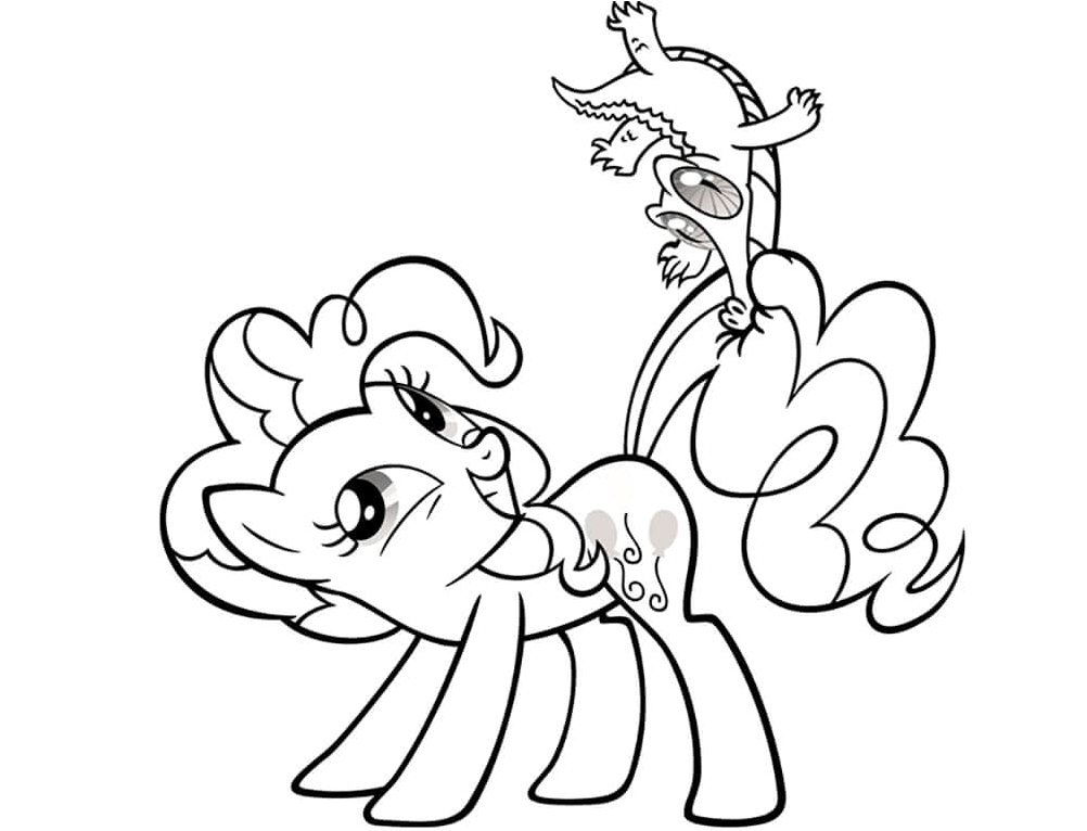 Pinkie Pie Befriended by a Crocodile Coloring Page