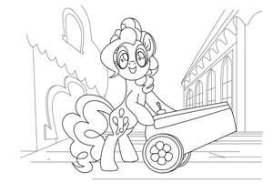 Pinkie Pie with a Cannon Coloring Page