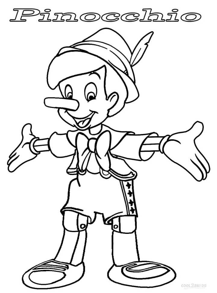 Cartoon Pinocchio from Disney Coloring Page