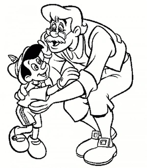 Pinocchio and his creator, Geppetto Coloring Page