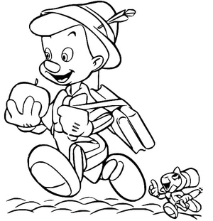 Pinocchio and his trusty sidekick, Jiminy Cricket