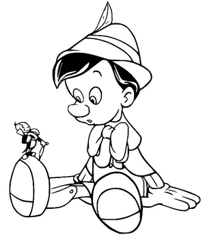 Pinocchio and Jiminy Coloring Page