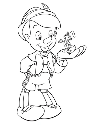 Pinocchio and Little Jiminy Coloring Page