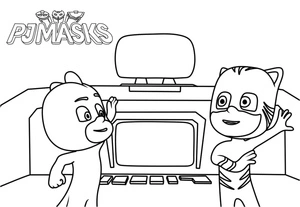 Gekko and Catboy Coloring Page